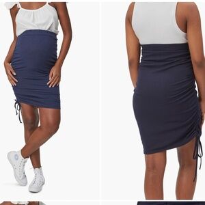 Stowaway Collection Navy Over Under Cinch Hem Maternity Skirt